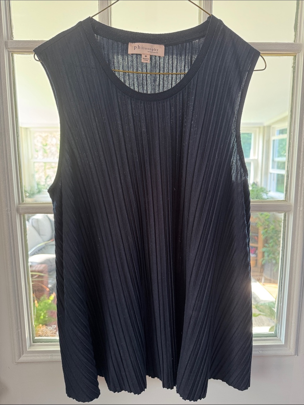 Philosophy Navy Pleated Sleeveless Tank